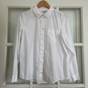 Madewell black & white polka dot long sleeve collared button up shirt Large L